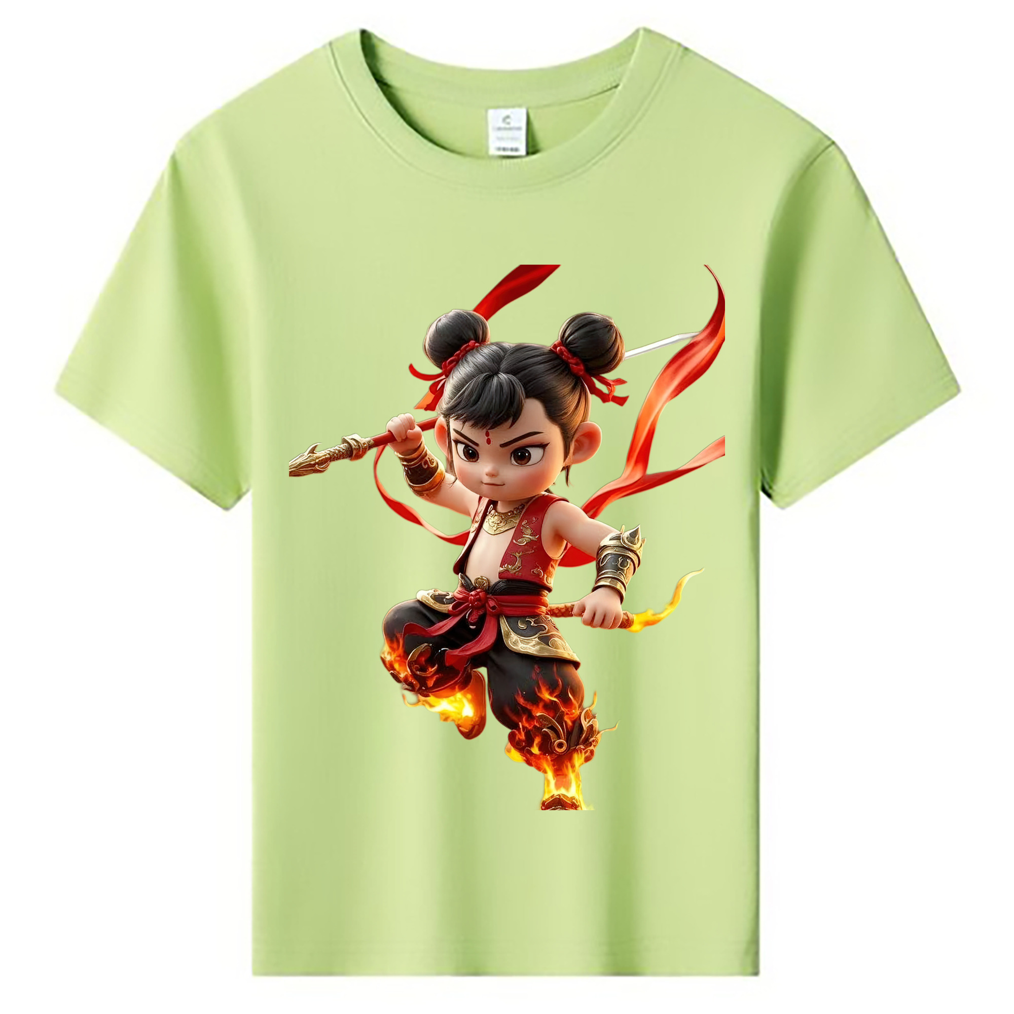（画像用） Ne Zha 2 ナタ 魔童の大暴れ 綿100％キッズTシャツ（フロントプリント）